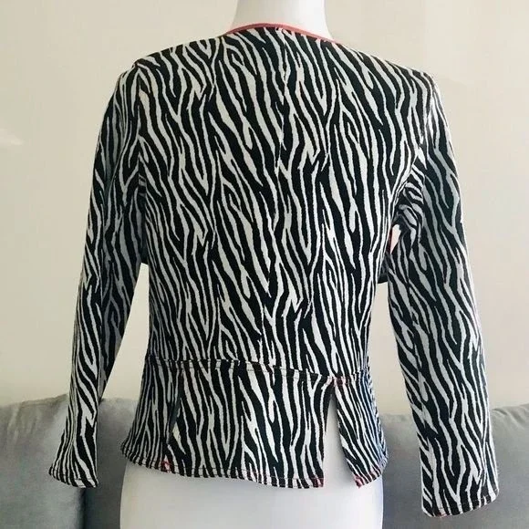 New Yoana Baraschi Jacket Drape Front Long Sleeves Zebra Size 4 - Picture 7 of 11